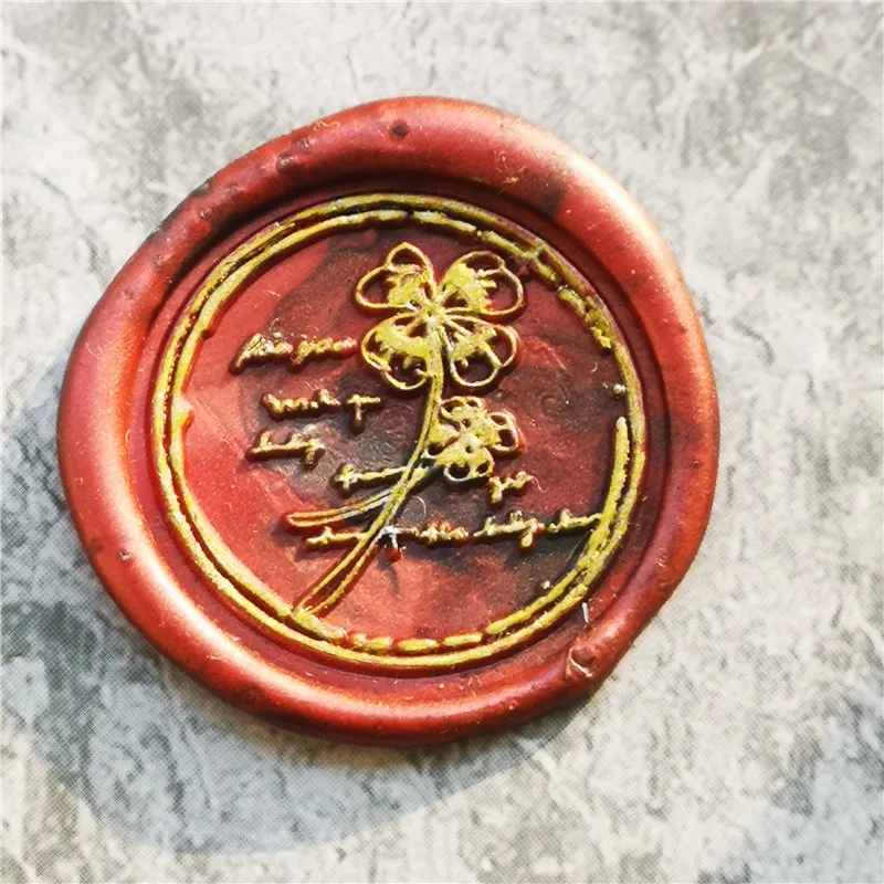 Четыре листа клевера воск печать подарки дизайн сургучная головка штемпеля