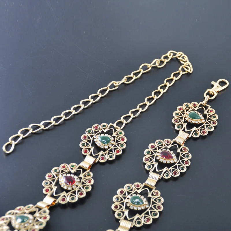 RLOPAY Красочные Стразы Свадебные ремни для женщин модные позолоченные турецкие