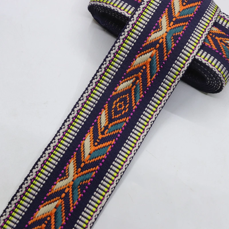 

5yards Embroidery Ethnic Jacquard Webbing Woven Tape Lace Trim Ribbon Band 5cm Tribal Boho DIY Garment Bag Strap Hat Accessories