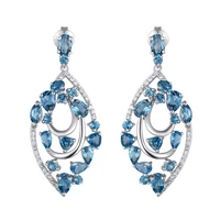 gz zongfa genuine 925 sterling silver drop earring for women certified natural blue topaz gemstone earrings fashion fine jewelry