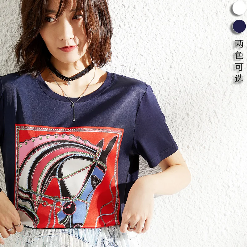 Новая женская куртка с принтом на лето 2020 Модальная футболка коротким рукавом и
