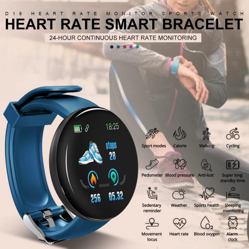 Умный Браслет D18 с измерением давления умный браслет монитором кровяного и