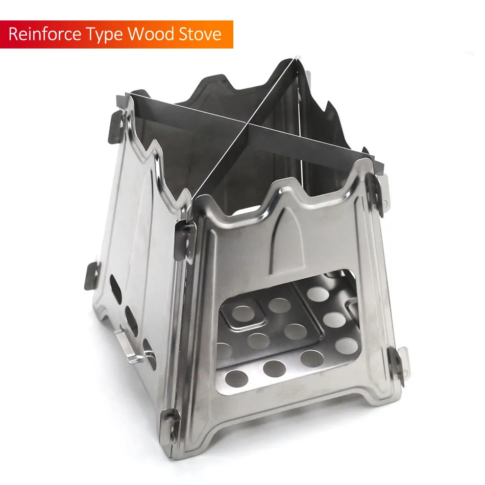 Туристическая ракетная горелка складная деревянная из нержавеющей стали для