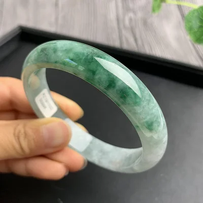 

zheru jewelry natural Burmese jade 54-64mm dark green two-tone bracelet elegant princess jewelry best gift