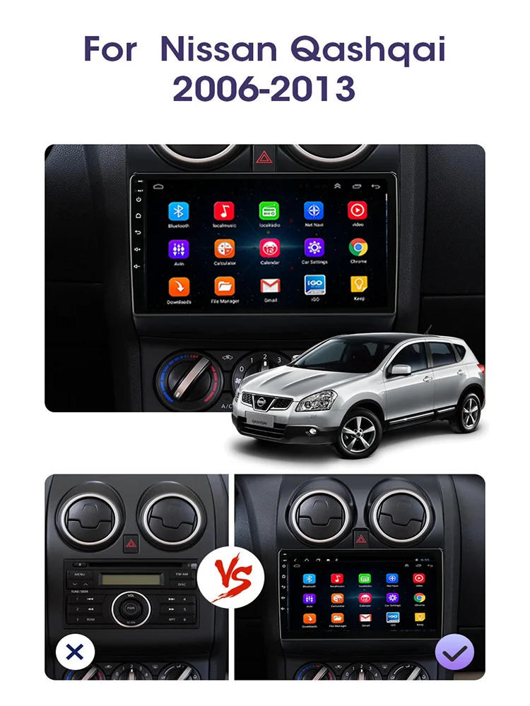 

2 + 16 автомобильная навигация DVD стерео с экраном радио Мультимедиа Видео плеер 2 Din Android 10 для Nissan Qashqai 2006-2013 Carplay