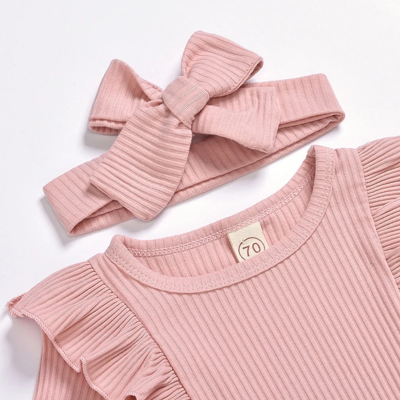 

Newborn Infant Baby Girls Clothes Flower Pattern Long Sleeve Bodysuit+ Pants + Headband Toddler 3Pcs Outfits Clothing Set