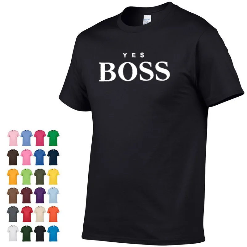 

2021 Summer Pure Cotton Men's T-shirt With YES BOSS Ietters Simple Style Casual T-shirt Iarge Size O-neck Short-Sleeved T-shirt
