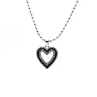 Ожерелье с черным сердцем Kpop, французская металлическая цепочка до ключиц Love, Корейская простая Женская Короткая подвеска, кружевная женская короткая Подвеска для женщин