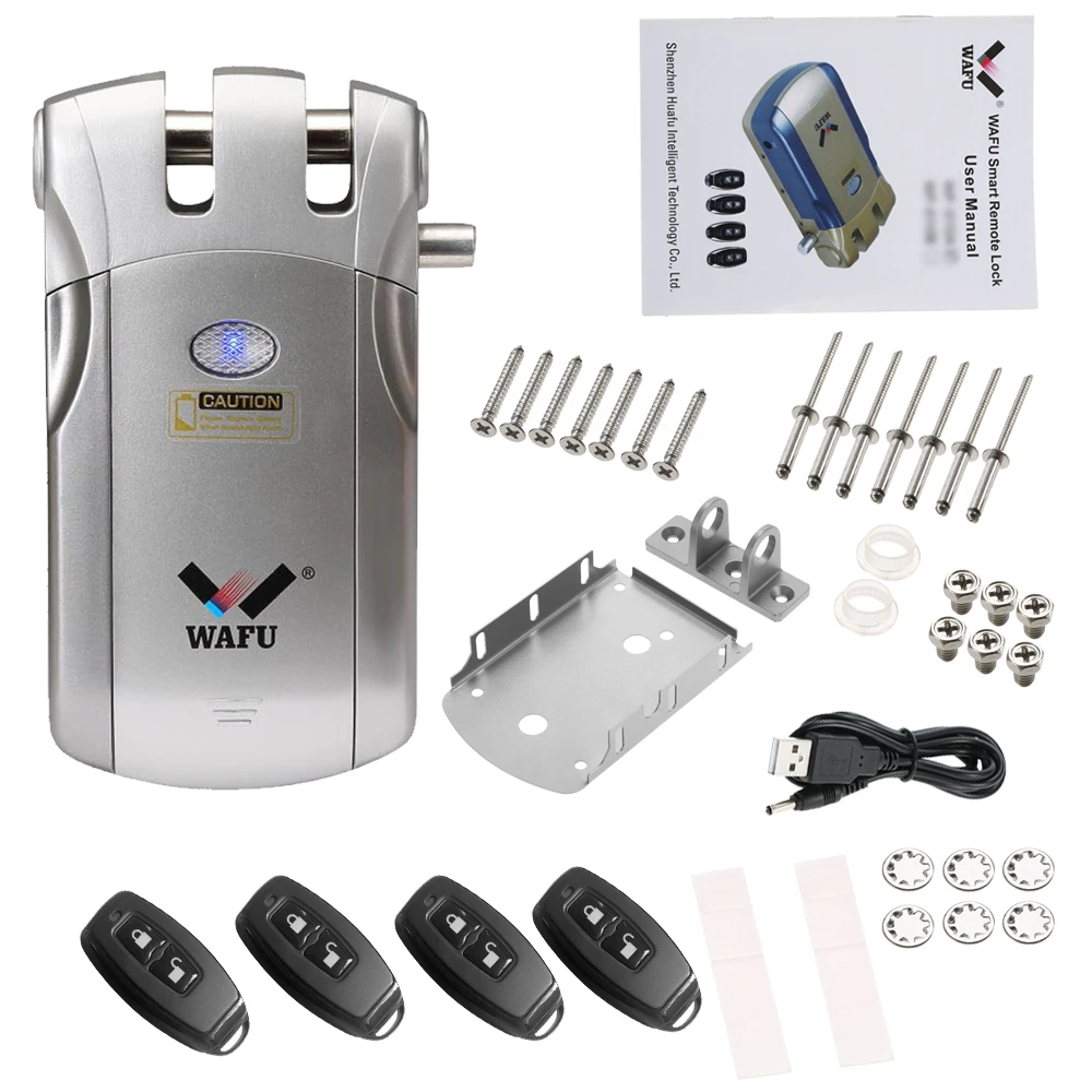 WAFU WF-018, электрический замок, Беспроводной интеллектуальный пульт дистанционного управления, умный замок, безопасность, невидимый, без ключа, дверной вход, интеллектуальный замок - Цвет: Silver