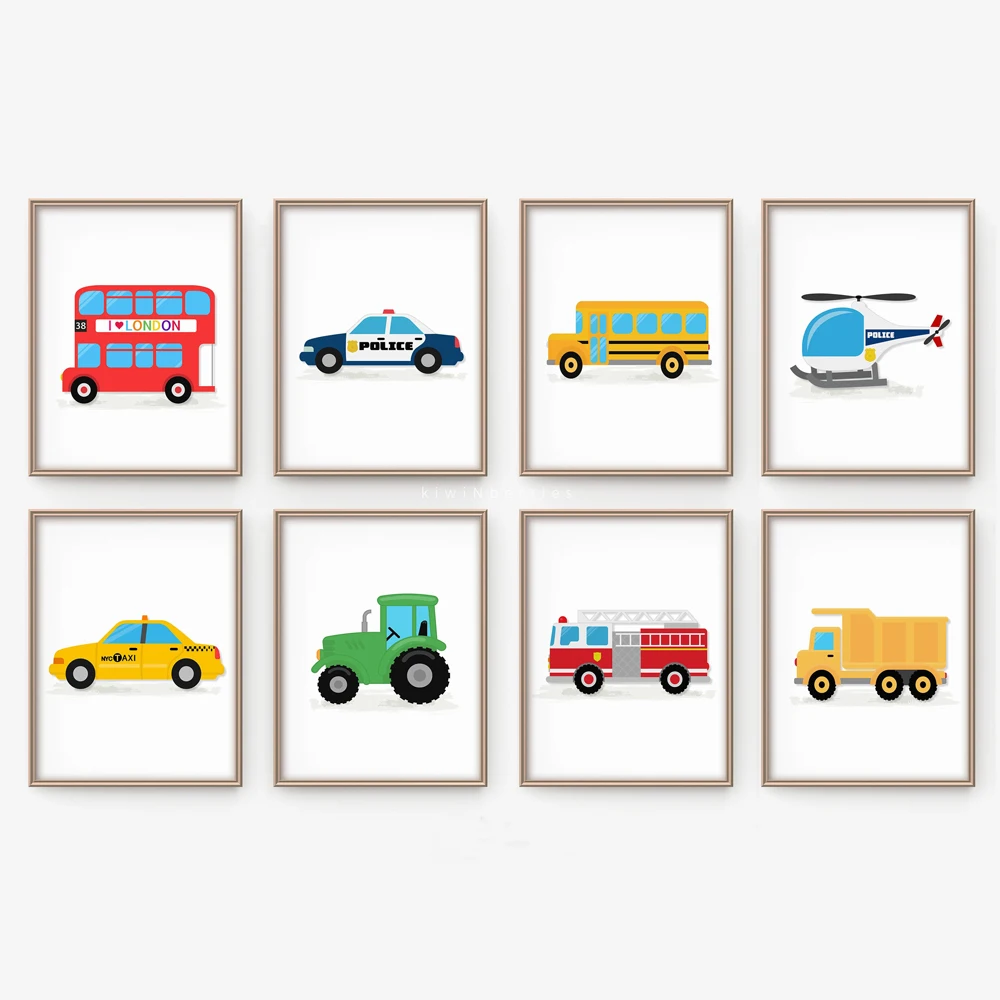 Картина на холсте с мультипликационным автомобилем настенные картины