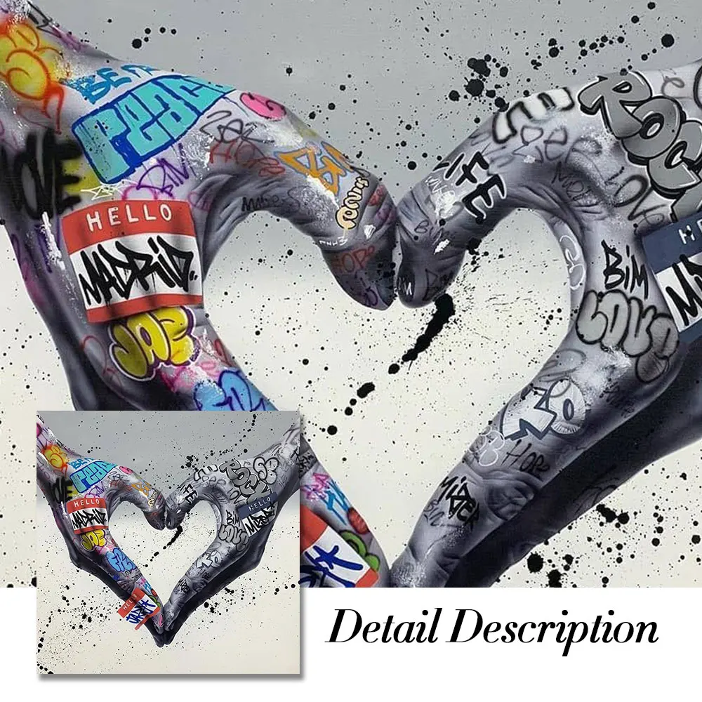 

Modern Street Graffiti Art Hand Love Canvas Painting Poster Print Wall Art Picture For Living Room Home Decor Frameless