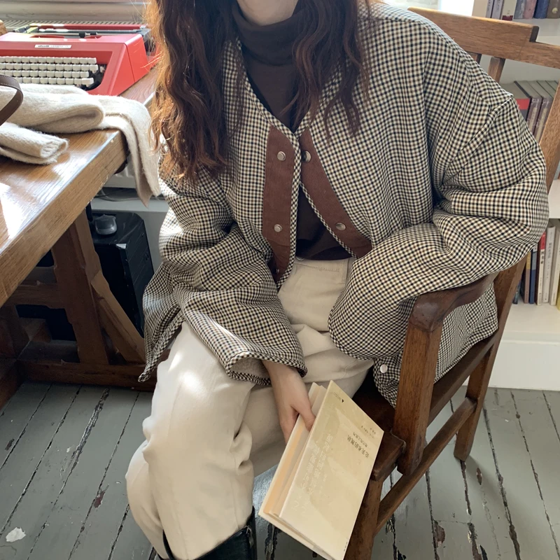 

Lamtrip Winte Plaid Vintage Casual Bouble Sides To Wear Coat Women Outwear