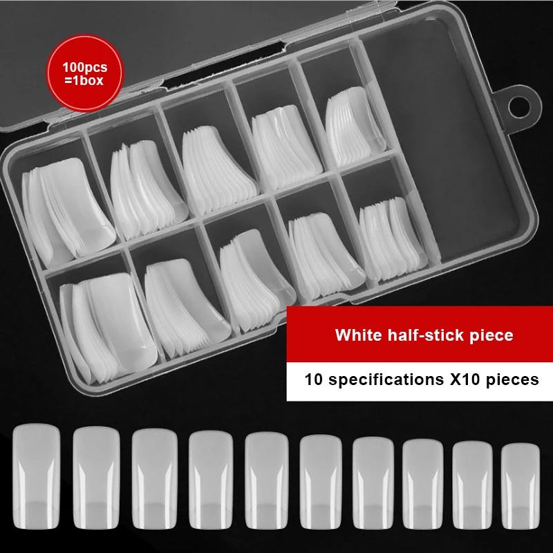 100 шт./кор. поддельные накладные декоративные ногти крышка белый/прозрачный цвет