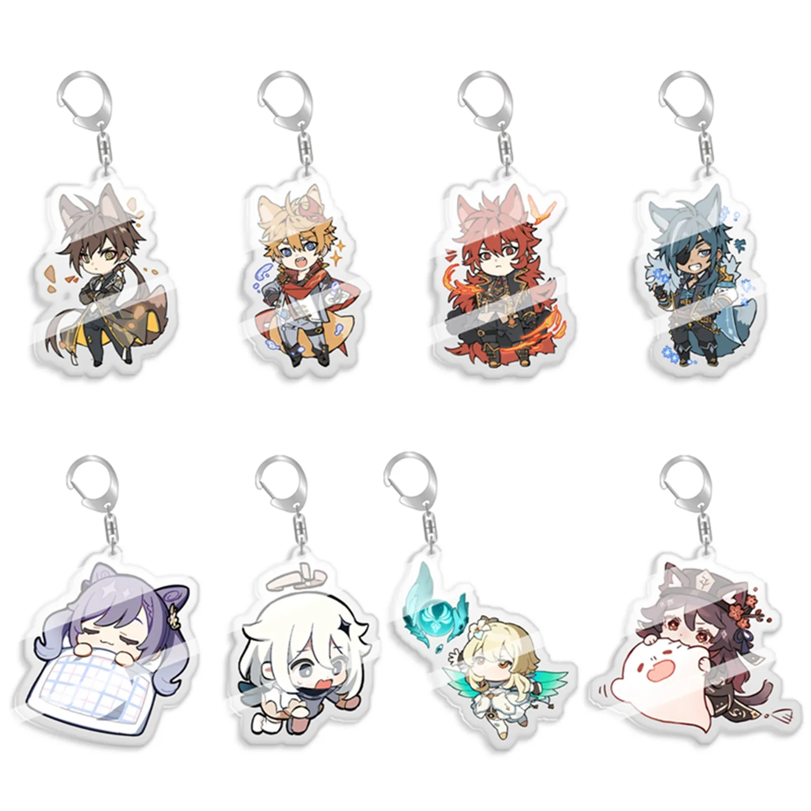 Genshin Impact Keychain Man Klee Acrylic Game Key Chain Women Key Holder Couples Keyring Hu Tao Key Ring Pendant