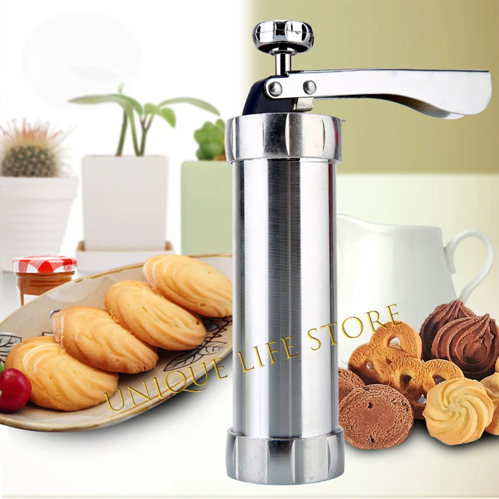 

Cookie Press Machine Sugar Craft Fondant Biscuit Maker Clay Extruder Gun Cake Decorating Tools With 20 Cookie Mold And 4 Nozzles