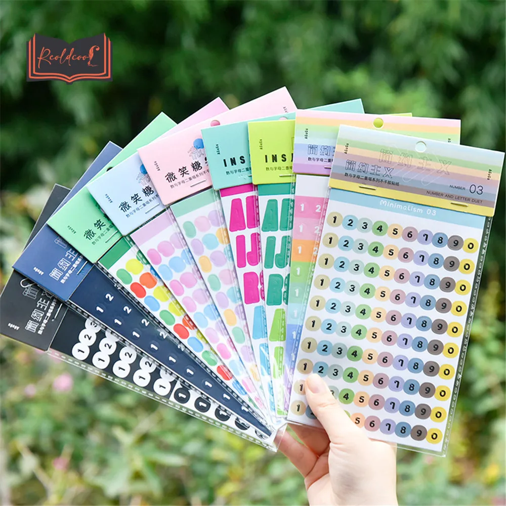 

2 Sheets Colorful Numbers Letters Stickers Hand Account DIY Material Decoration Stickers Scrapbooking Paper Stationary Supplies