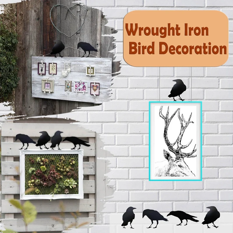 

4 PCS Crow Acrylic Bird Sculpture Black Bird Art Ornaments for Bookshelf Home Garden Yard Indoor Outdoor Decorations