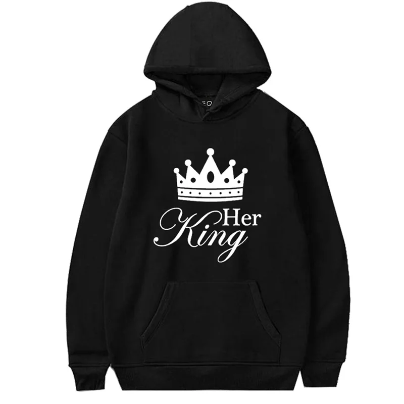 KING QUEEN толстовки для пар Harajuku для женщин мужчин унисекс черная толстовка с капюшоном длинный рукав женский пуловер Топы