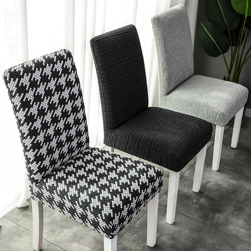 

Lattice Knitted Jacquard Chair Covers Spandex for Dining Room Office Restaurant Banquet Chair Cover Universal Elasticity