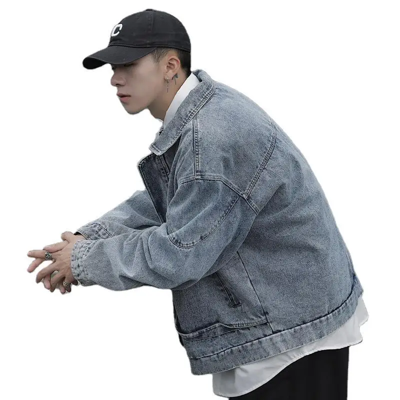

Spring and autumn jacket men's new trend handsome retro wash jeans jacket loose tooling clothes zip up hoodie men jackets