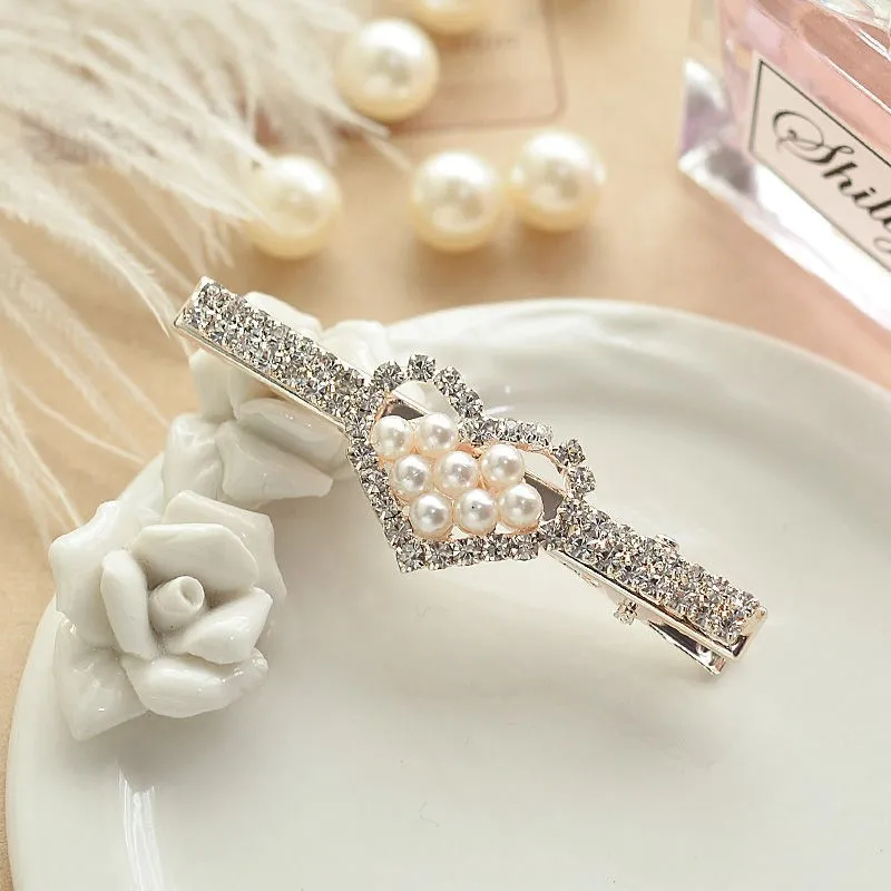 Заколки для волос с бантом и жемчугом женщин девочек заколки со стразами изящные