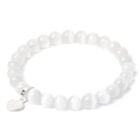 8 mm white moonstone beads bracelets women mineral stone balance yoga mala prayer braelet men classic handmade stretch bangle