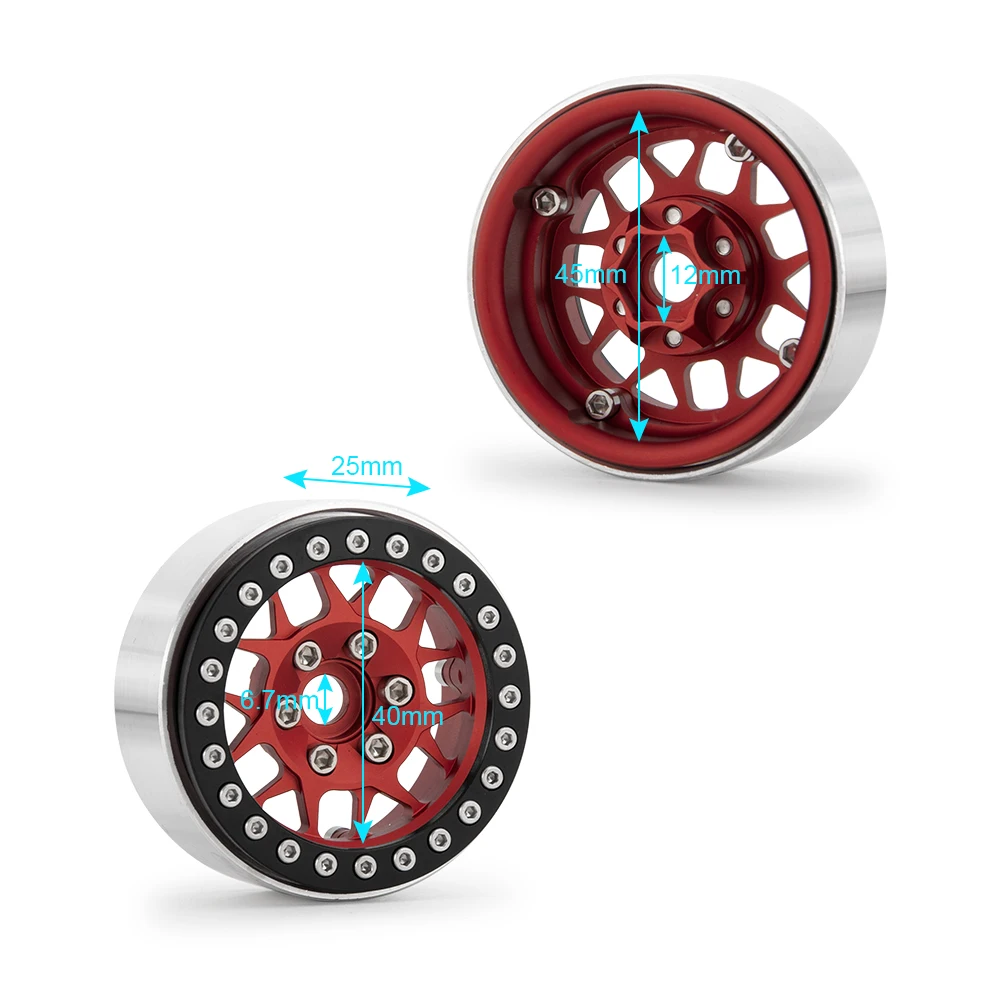 

YEAHRUN 1/4/5PCS Metal Beadlock Wheels Rims 1.9inch for 1/10 SCX10 Part of RC Car Accessories