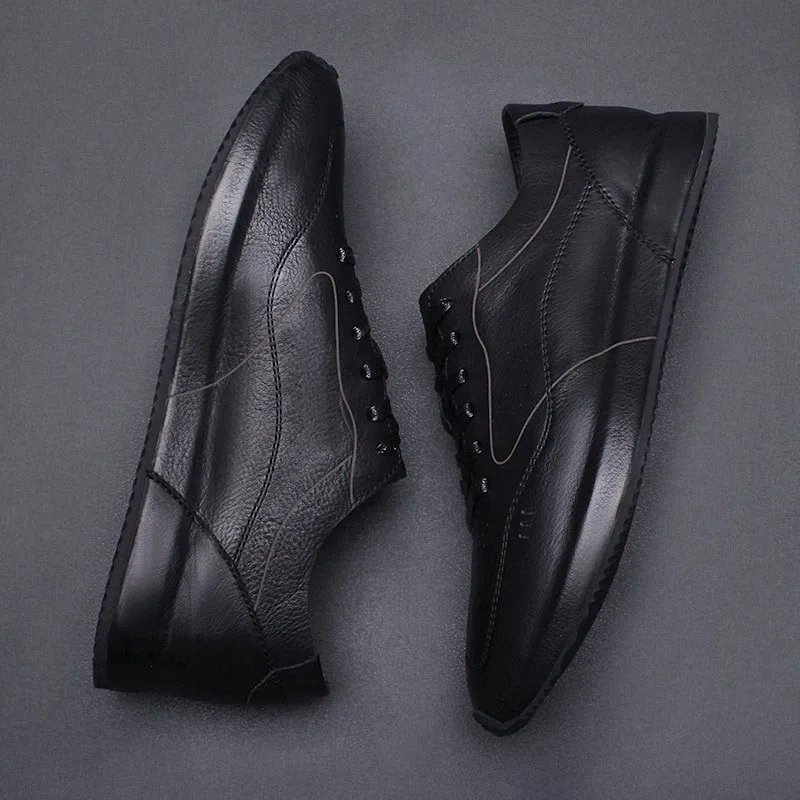 Men Casual Genuine Fashion Leather Lace Up Sneakers Vintage Joggers Trainers Footwear Male Comfortable Flats Athlete Shoes | Обувь
