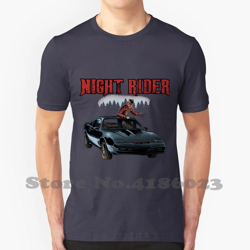

Футболка Night Rider для мужчин и женщин, черный белый топ с украшением в стиле ретро, с юмором, для Хэллоуина, уличный ужас
