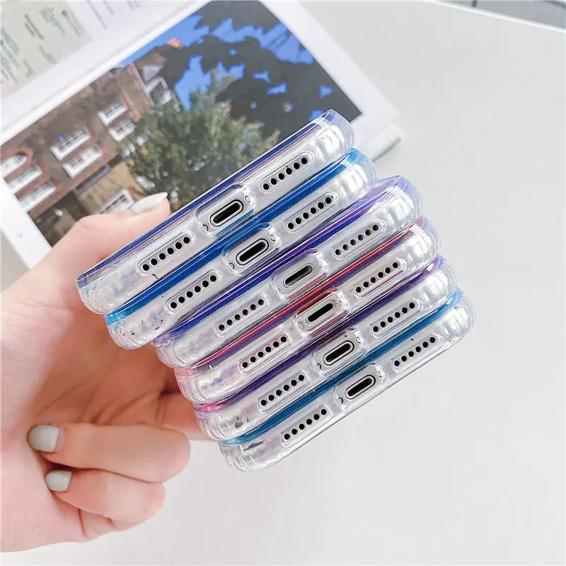 

Gradient Glitter Phone Case For iPhone 12 11 Pro Max XR X XS Max 11 7 8 Plus 12 Mini SE 2020 Transparent Bumper Back Cover