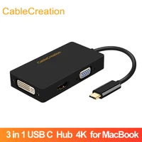 cablecreation 3 in 1 usb c hub male to dvi 4kvga female usb c adapter type c to dvivga for macbookproipad pro
