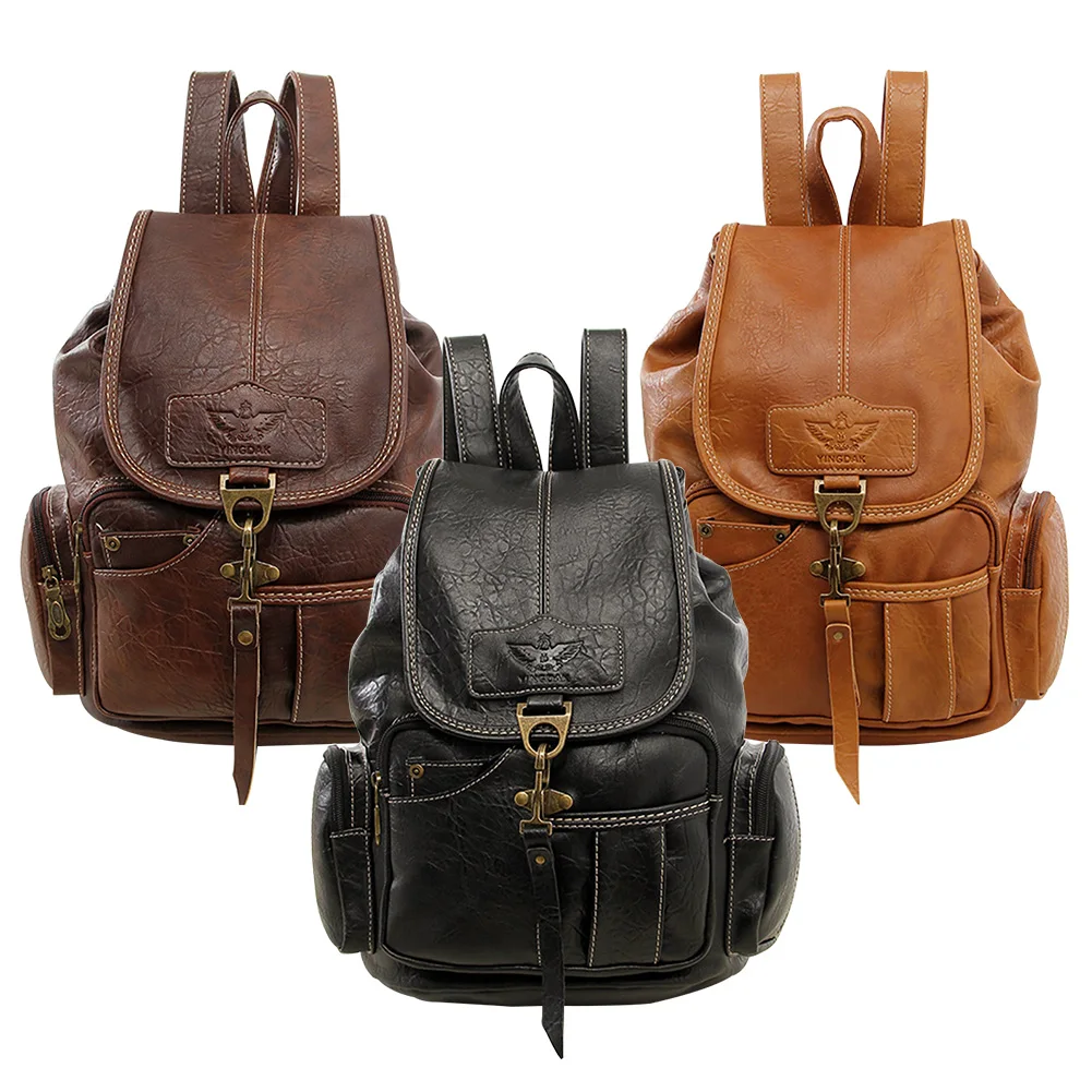 Women Backpack Top Handle Soft Casual Hook Closure Solid Large Capacity Travel School PU Leather Students Fashion Multi Pocket | Багаж и