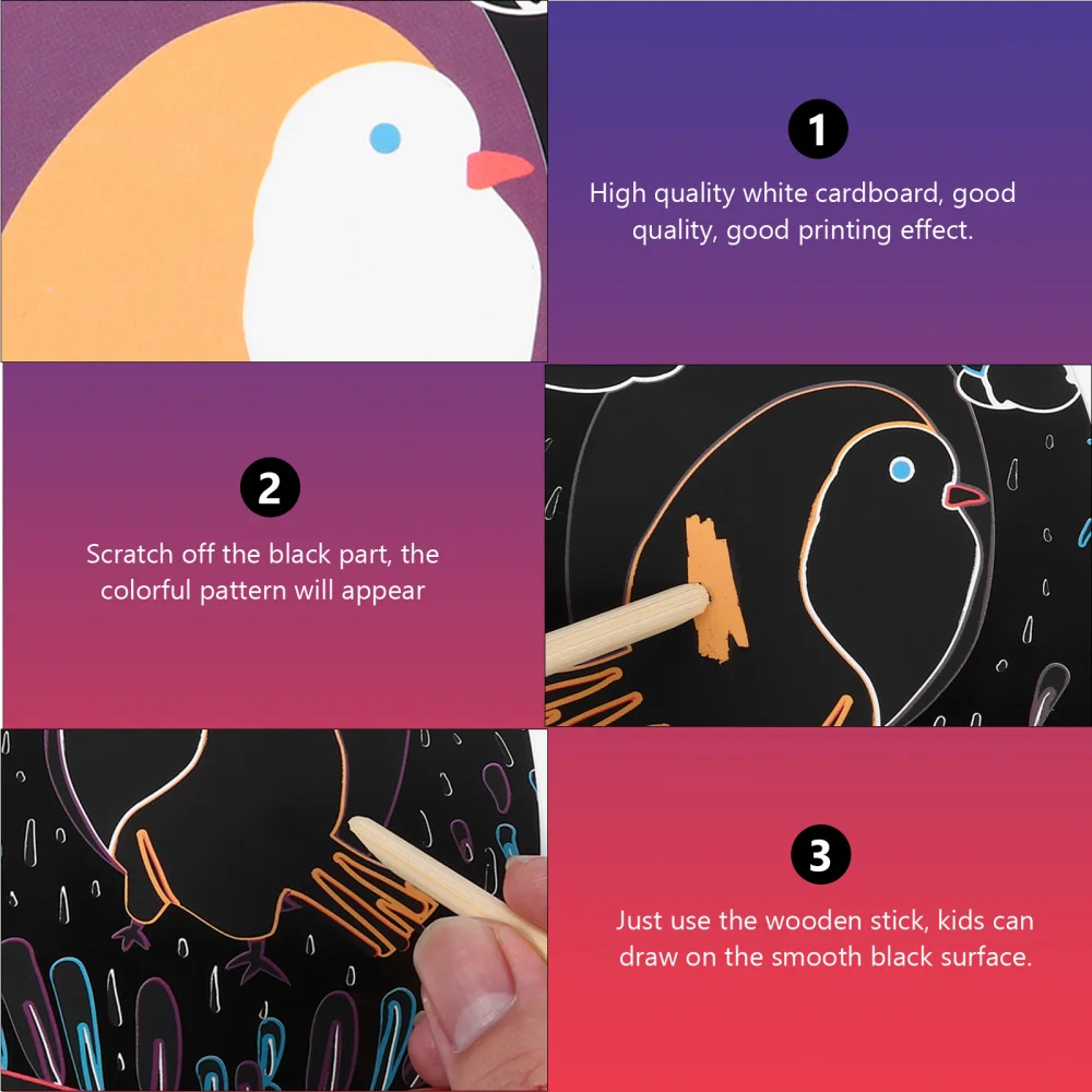 

48pcs Easter Crafts Kit Scratch Off Cards Easter Scratch Paper with Wooden Stick