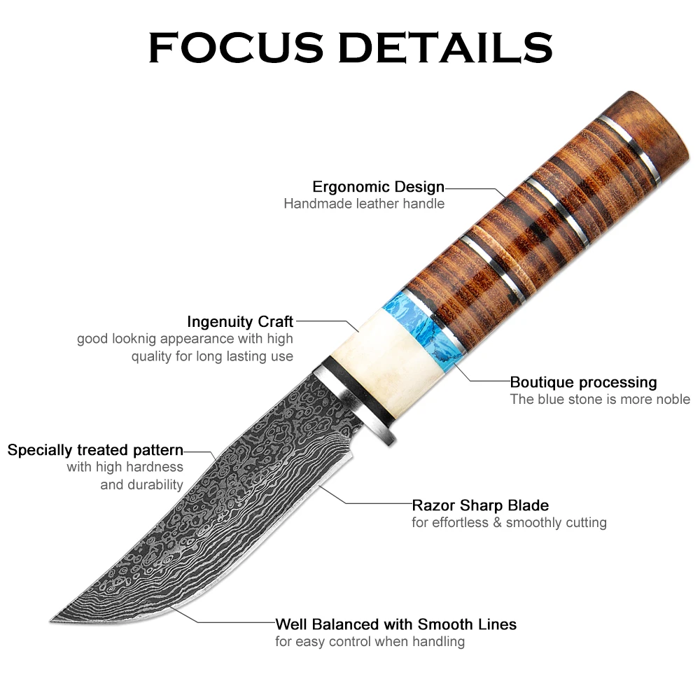 XITUO Высокоуглеродистая сталь ручной работы дамасский узор с фиксированным