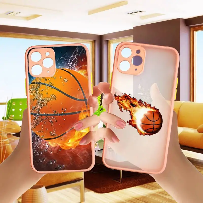 

Basketball Space Dunk Fire Phone Case Transparent Matte For IPhone 7 8 11 12 S Mini Pro X XS XR MAX Plus Cover Shell