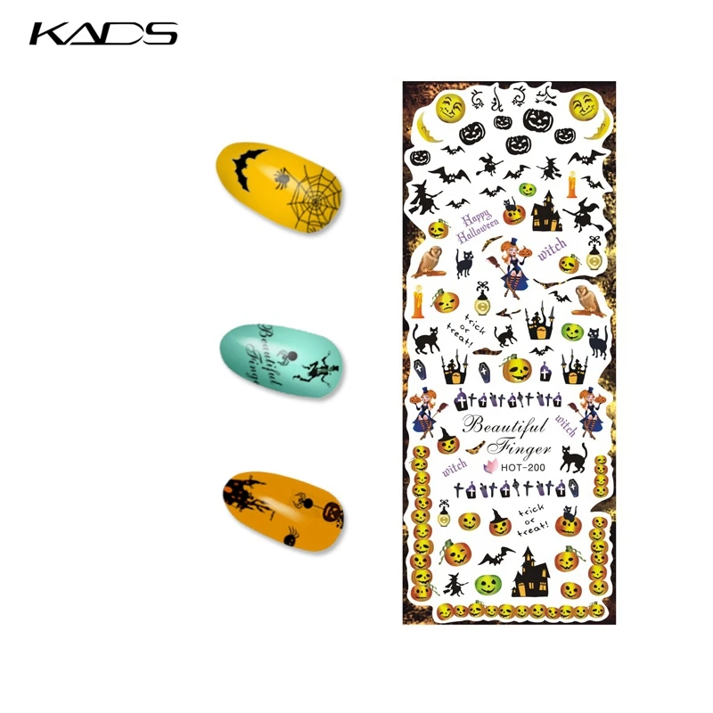 3 листа/набор наклейка для воды на Хэллоуин дизайна ногтей переноса украшения