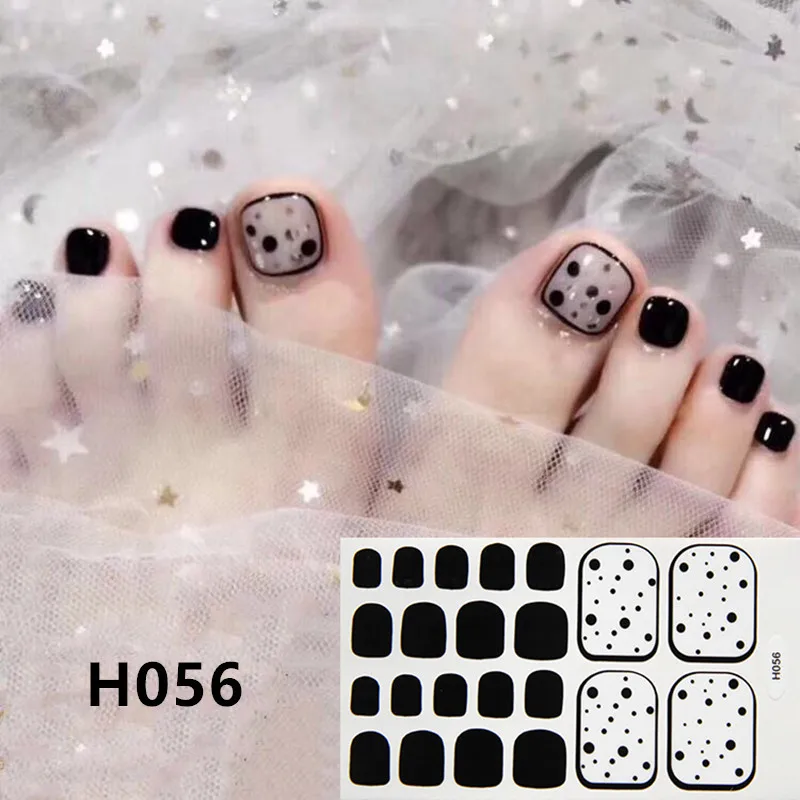 H056 22 типса/Лист наклейки для ногтей DIY наклейки-лак Блестящий плед Типсы Маникюр ногтей Обертывания дизайн полный носок Декор - Цвет: H056
