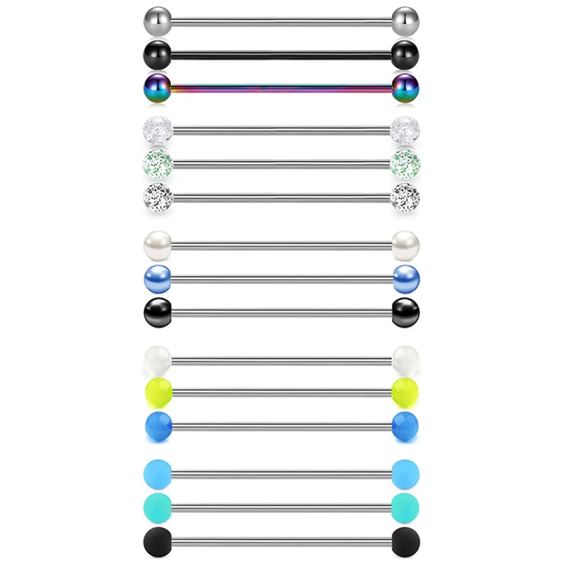 14 г 15 шт хирургические стальные промышленные ушные штанги пирсинг 35 мм 1 3/8 дюйма