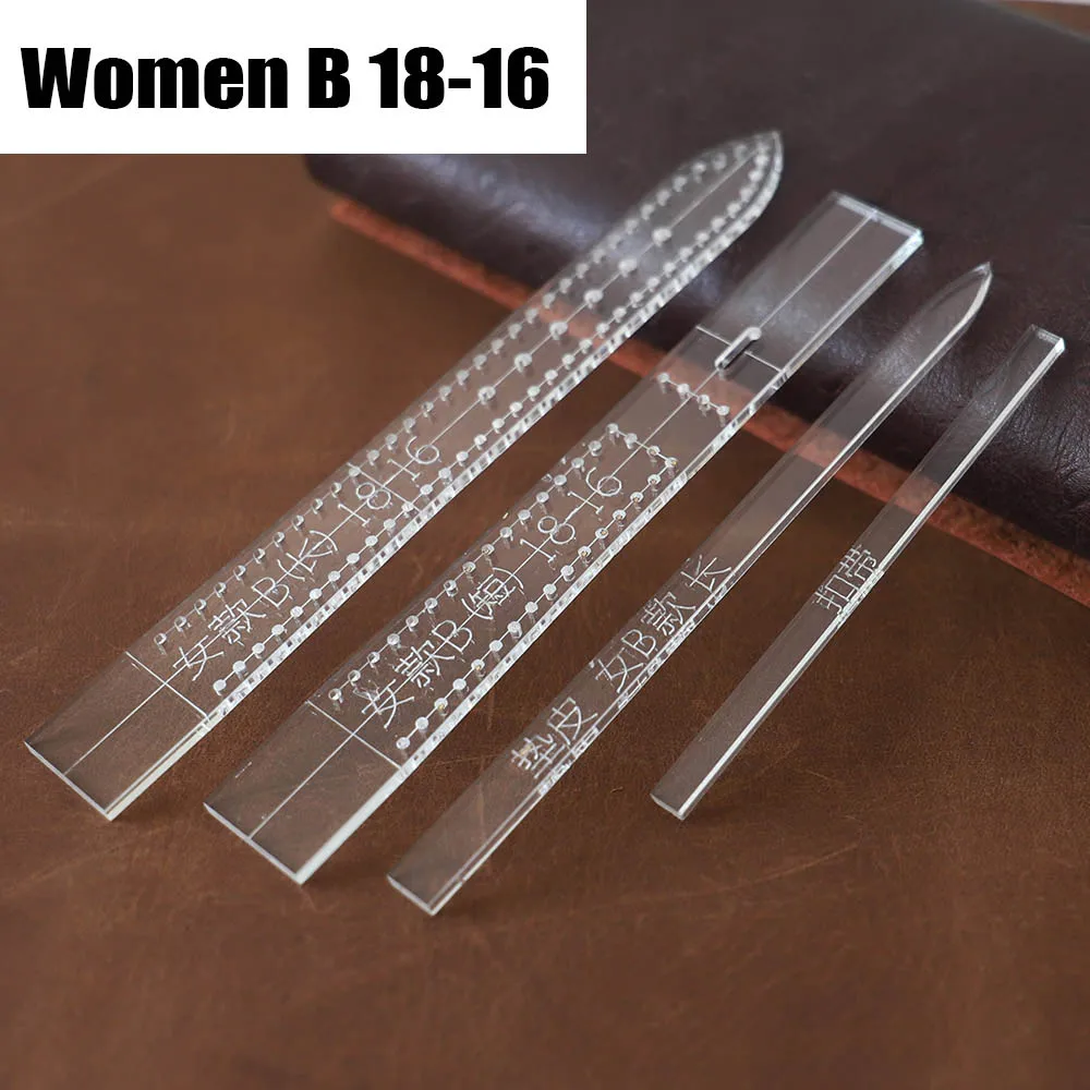 WOMEN-B18-16-1SET Прозрачный акриловый ремешок для часов, трафарет, шаблон, сделай сам, кожаный инструмент для рукоделия, товары для дома, принадлежности для наручных часов, форма для мужчин - Цвет: WOMEN-B18-16-1SET