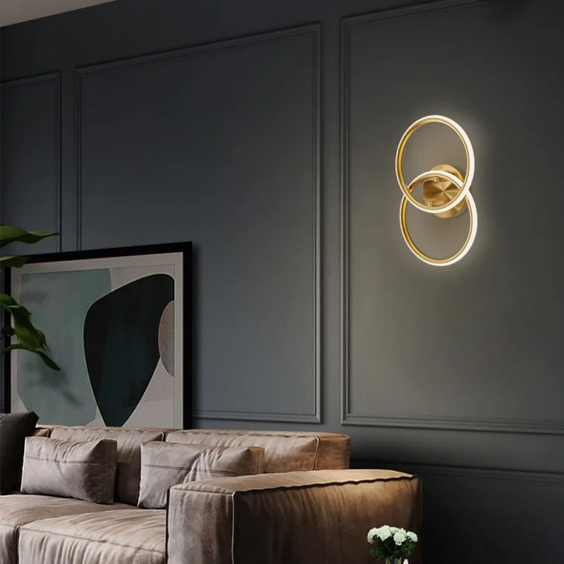 

Nordic Round Copper Sconce Light Led Bedside Wall Lamp Bedroom Kitchen Living Room Loft Stair Indoor Home Decor Illumine Fixture