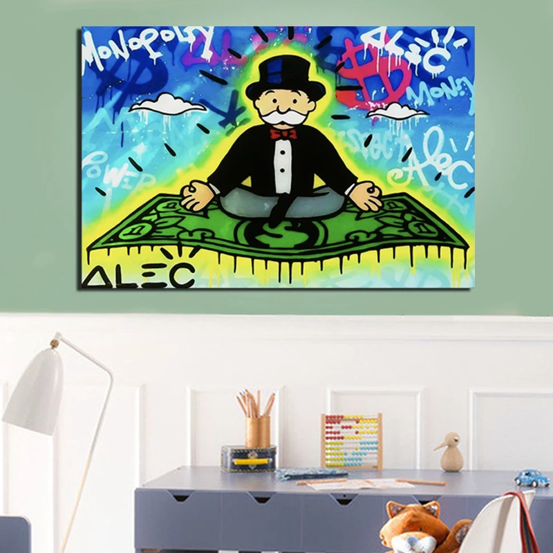 

Alec Monopoly Sit On The Money Canvas Painting Print Living Room Home Decoration Artwork Modern Wall Art Oil Painting Posters