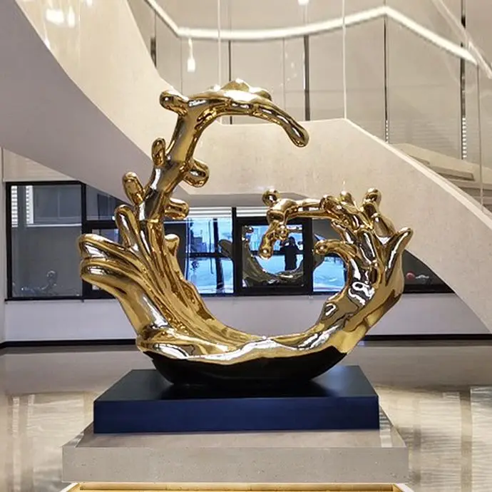 

Outdoor large sculpture ornaments stainless steel pool landscaper Art Hotel Sales Department villa outdoor decoration