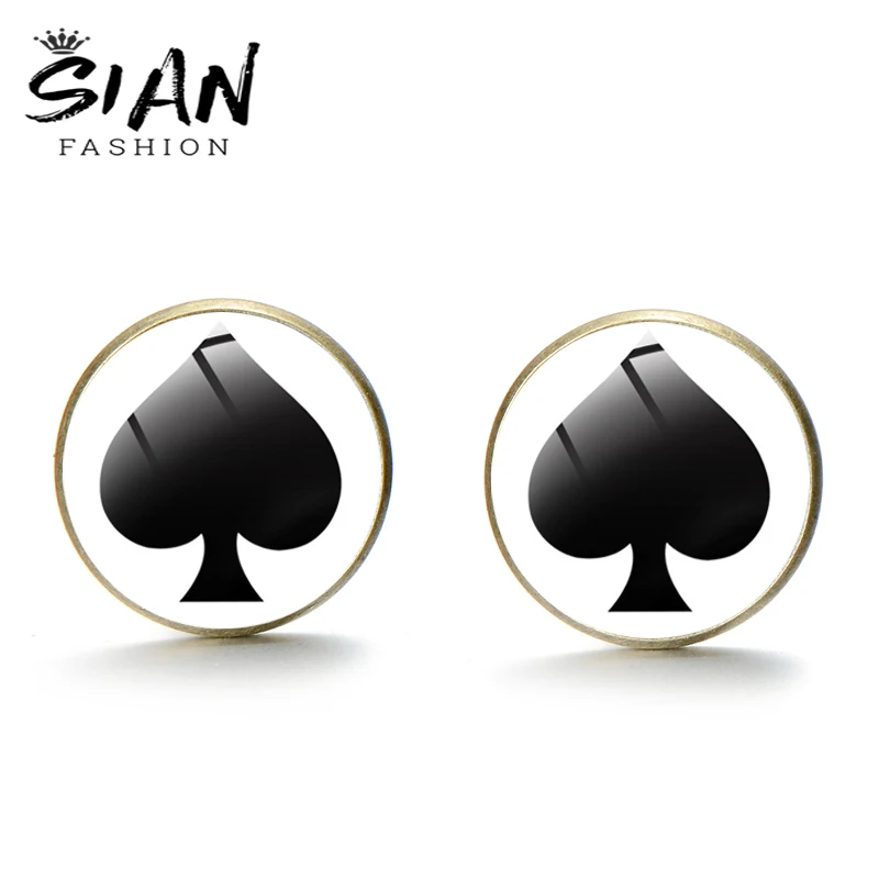 Азиатских покер пик Q серьги на открытом воздухе выпуклое зеркало поверхности