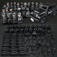 bricks diy military car professional city police doll figures weapon piece childrens assembled building block toy for kids gift