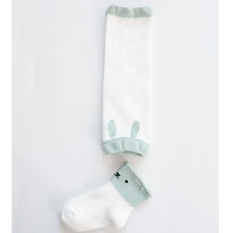 Green Rabbit Всесезонные детские носки с героями мультфильмов детские наколенники носки, костюм для малышей учатся ходить ползать зимние осенние носки толстые теплые носки - Color: Green Rabbit