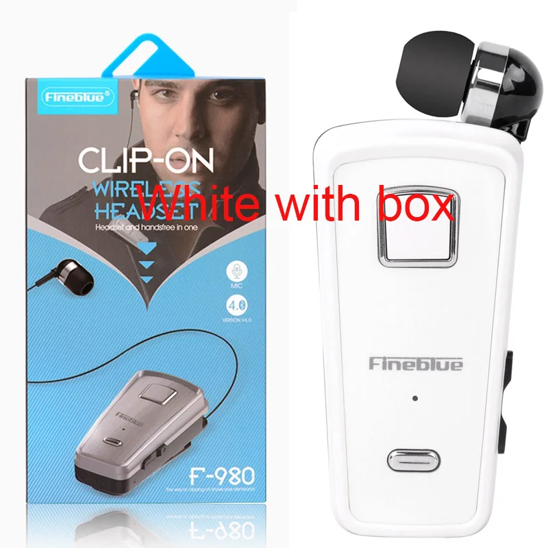 Fineblue F980 MINI Wireless Bluetooth Earphone Car In-Ear Handsfree with Microphone Headset Mini Vibration Support IOS Android - Цвет: White with box