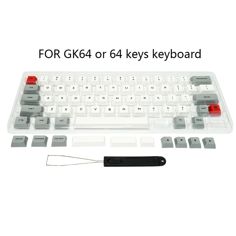 

64 Keys Keyset Double Color PBT Thick Keycap for GK64 Mechanical Gaming Keyboard with Puller