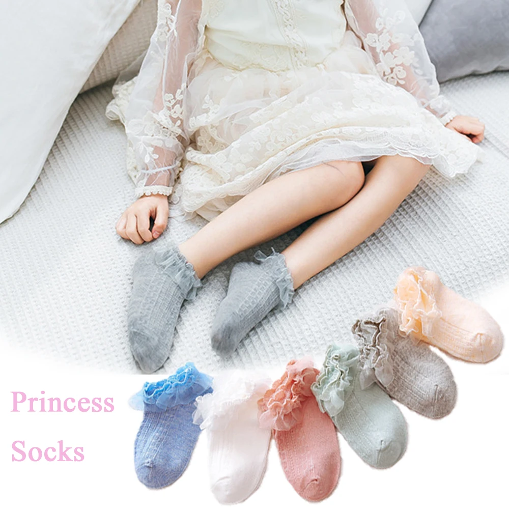 New Spring Summer Cotton Socks Candy Colors Retro Lace Ruffle Frilly Ankle Short Kids Princess Baby Kid Girl |