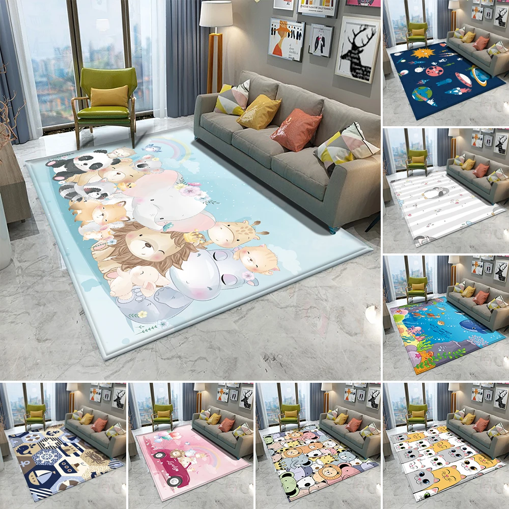 

Animal Alphanumeric Game Learn For Baby Child Play Round Carpet In The Children's Room High Quality Children Flannel Carpet Rug