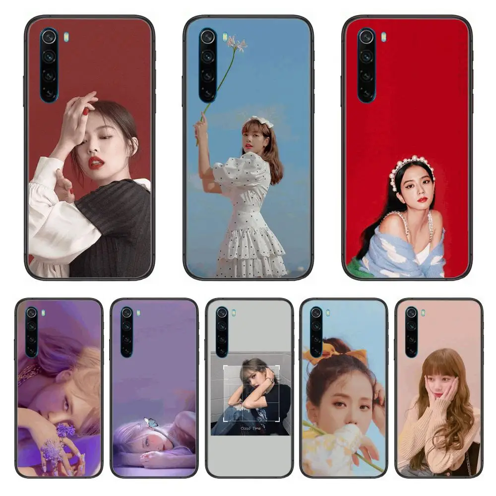 

Girl group blankpink cartoon Phone Case For XiaoMi Redmi Note 9S 8 7 6 5 A Pro T Y1 Anime Black Cover Silicone Back Pretty